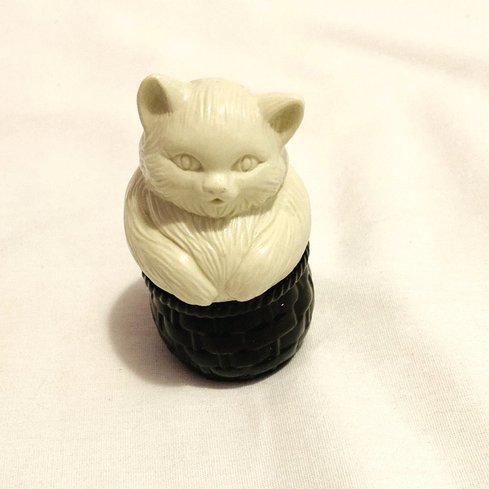 Vintage Avon Cat in Basket Container